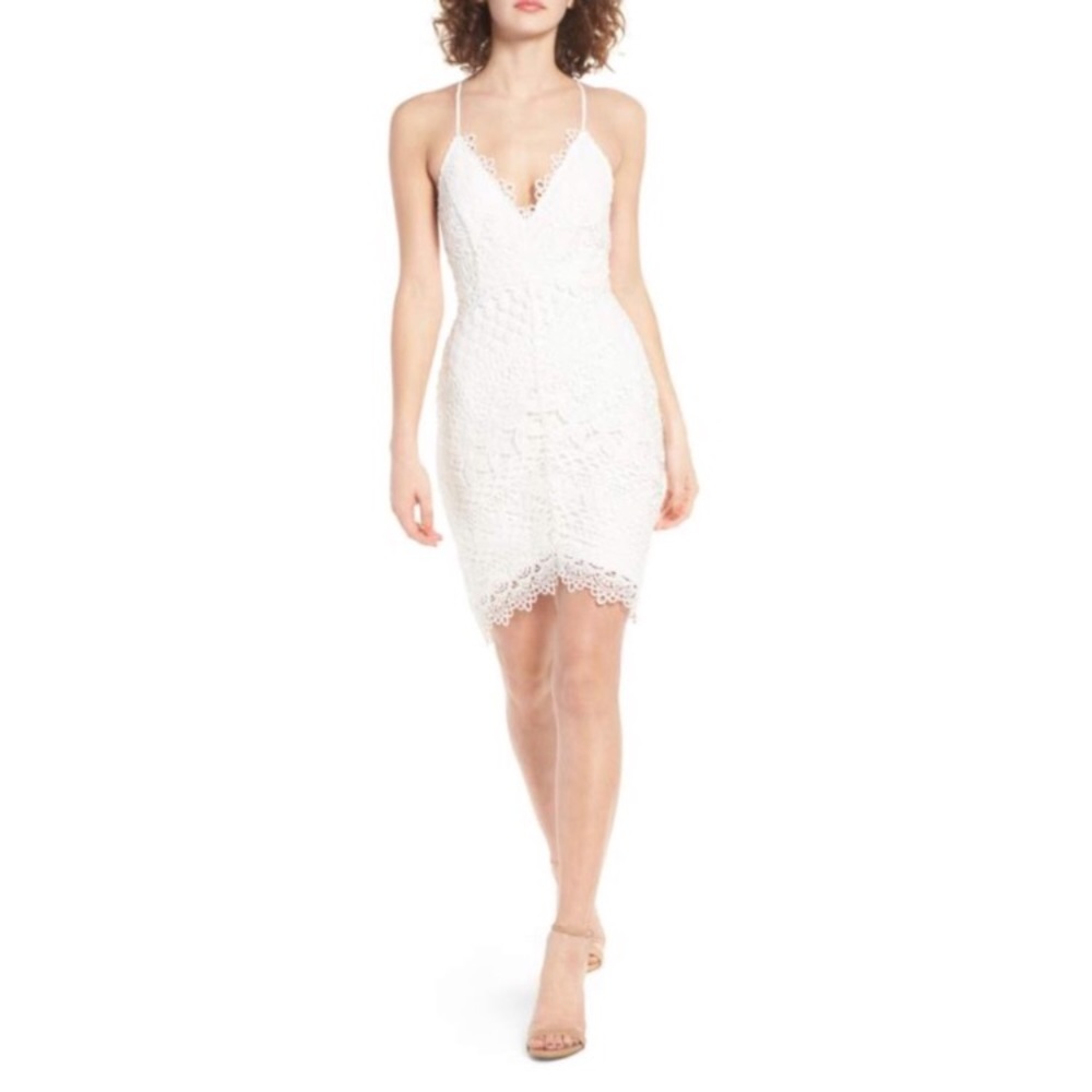 NWT ASTR Hilo White Crochet Lace Bodycon Dress